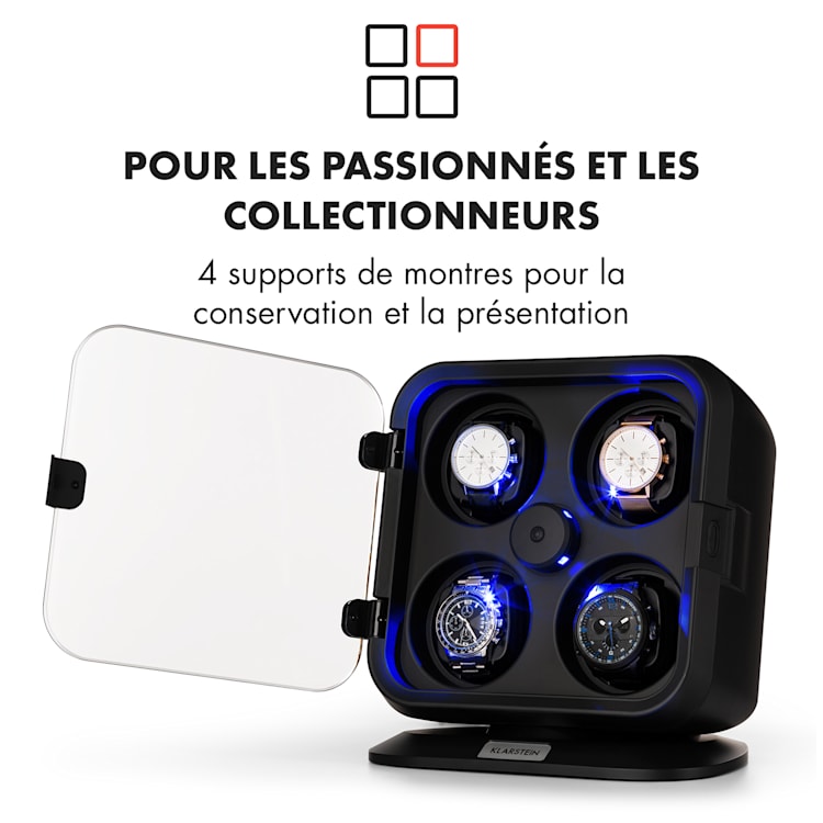 Clover Remontoir 4 montres 3 rotations 4 vitesses LED Noir