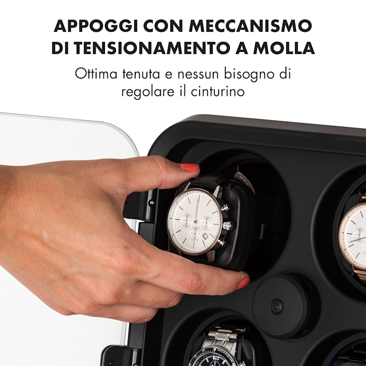 Clover - Caricatore per 4 orologi, 3 rotazioni, 4 velocità, LED Nero