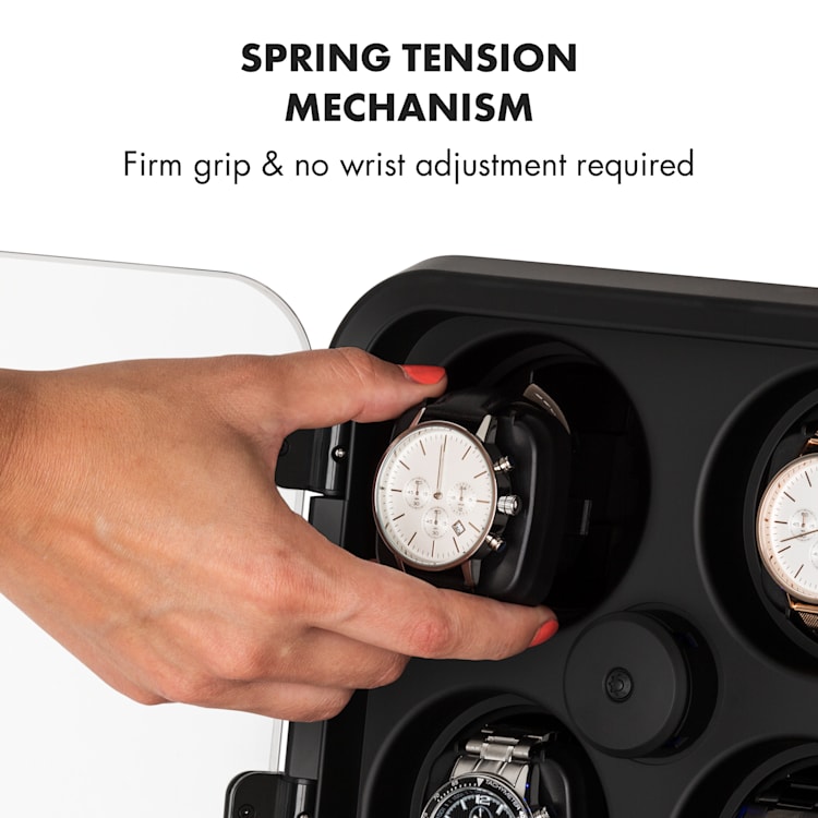 Clover Watch Winder 4 Watches 3 Rotations 4 Speeds LED Black