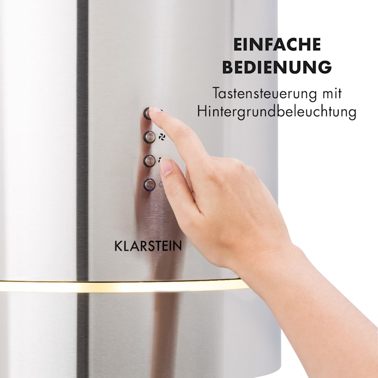 Tron Ambience Inselabzugshaube Ø38cm Umluft 540m³/h LED Edelstahl Silber