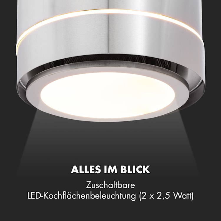 Tron Ambience Inselabzugshaube Ø38cm Umluft 540m³/h LED Edelstahl Silber