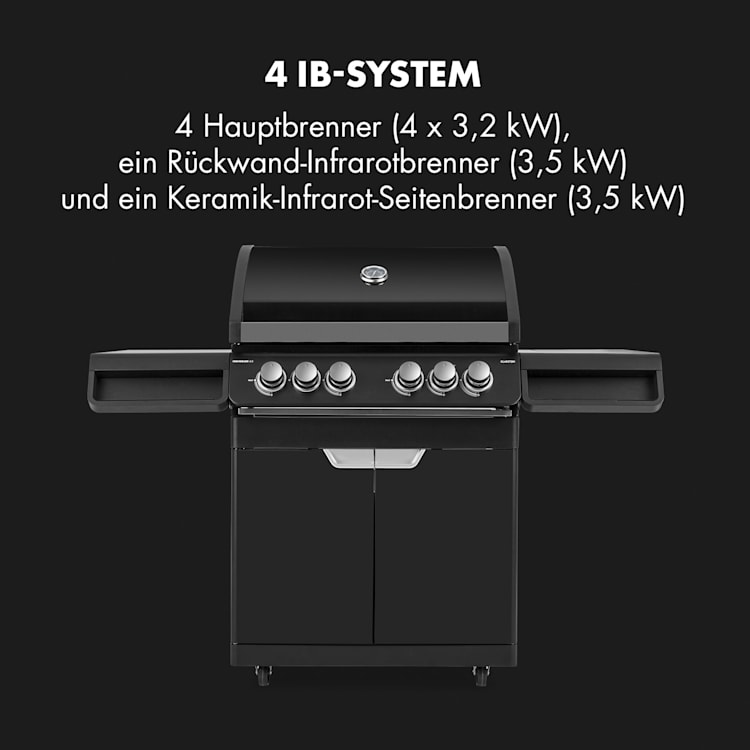 Highgrade 4 IB Gasgrill 6 Brenner 19,8 kW 71x46cm Grill Edelstahl