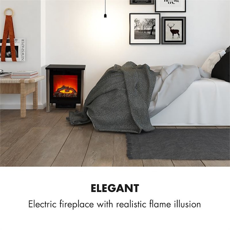 Copenhagen-Premium Electric Fireplace Big 950 / 1900W Thermostat Black