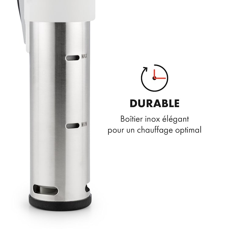 Cuiseur sous vide Quickstick | Thermostat : 50-95 °C par intervalles de 0,5 °C | Pompe de circulation pour 20 L | Acier inoxydable Argent
