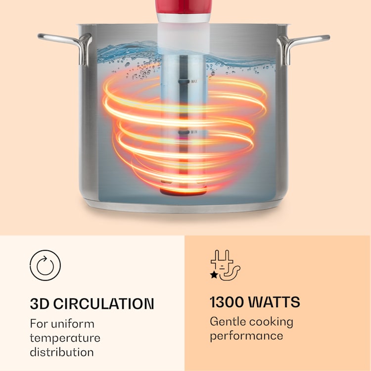 Quickstick, vařič sous vide, termostat, cirkulační čerpadlo, 20 l, ušlechtilá ocel Červená