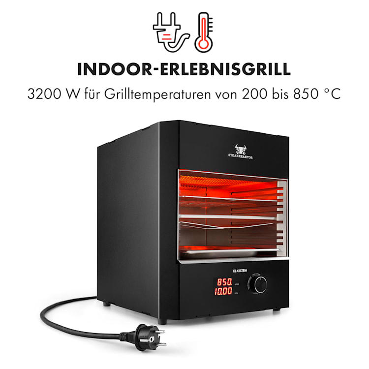 Steakreaktor Pro Indoor Grillgerät Hochtemperaturgrill 3200W 850°C Made in Germany Schwarz