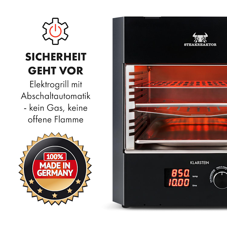 Steakreaktor Pro Indoor Grillgerät Hochtemperaturgrill 3200W 850°C Made in Germany Schwarz