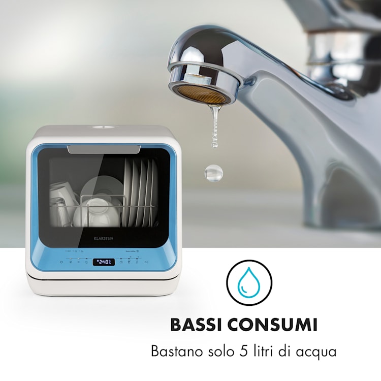 Amazonia Mini lavastoviglie 6 programmi display a LED Blu