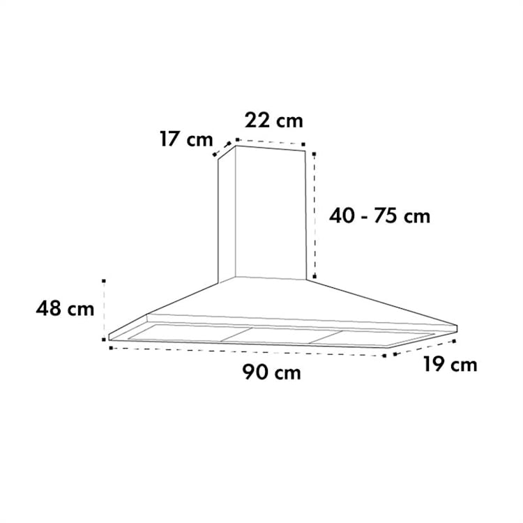 Zugspitze 90 Hotte aspirante murale 65W 330 m³/h LED classe B - noire