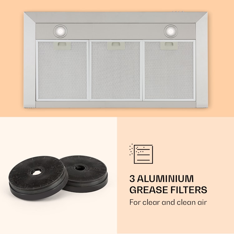 Zarah 90 hotte aspirante 90 cm air extrait : 600 m³/h LED inox