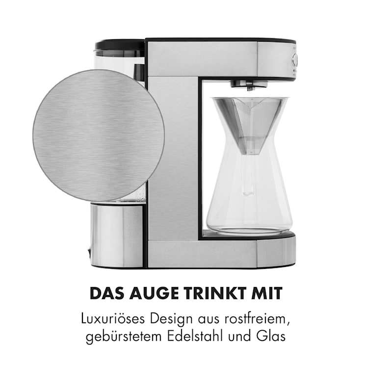 Perfect Brew Kaffeemaschine 1800W Glaskanne Edelstahl silber
