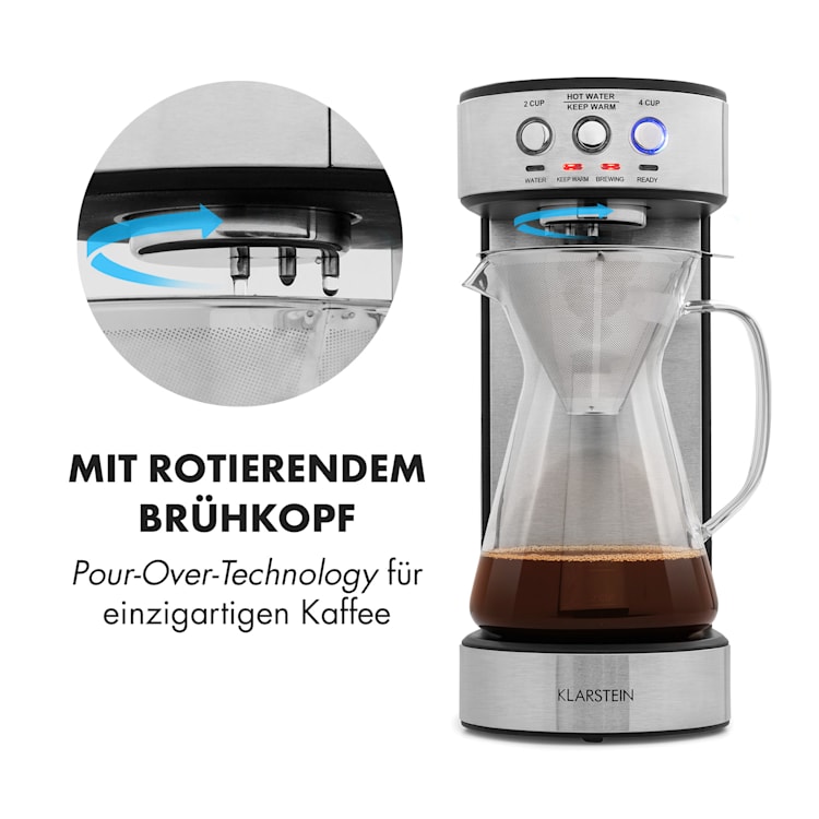 Perfect Brew Kaffeemaschine 1800W Glaskanne Edelstahl silber