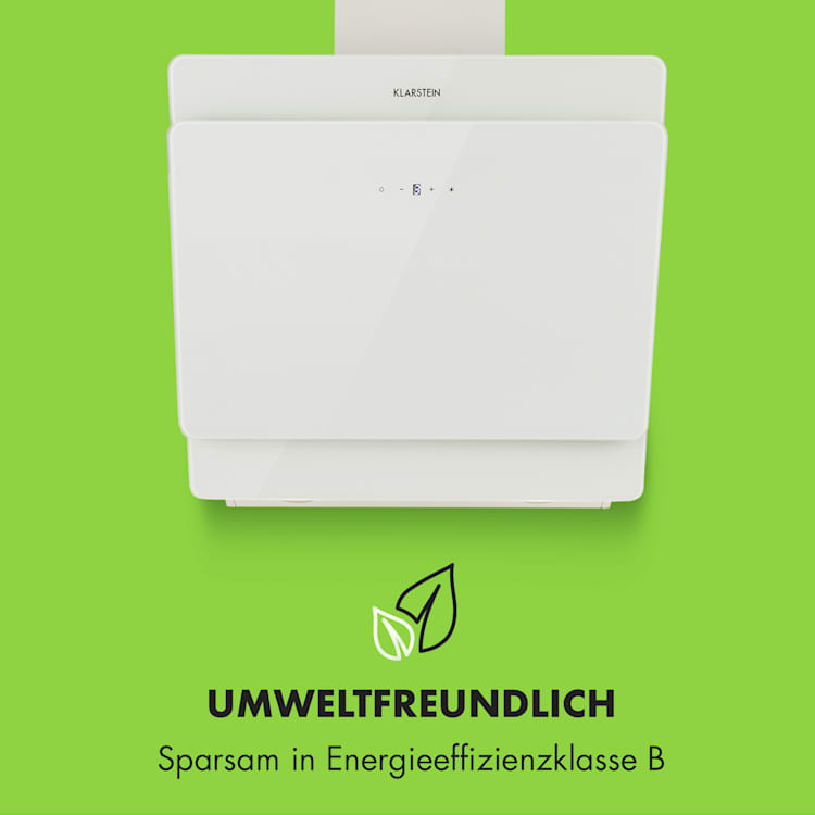 Klarstein Aurica 60 Cooker Hood 60cm 600 m³/h LED Touch Glass white 60 cm | Without replacement filter | White