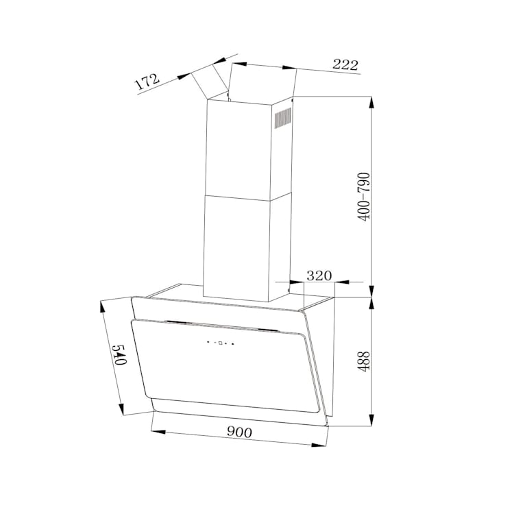 Aurica 90 Hotte aspirante 90cm 600 m³/h LED Touch Glass blanc Blanc | 90 cm | Sans filtre de rechange