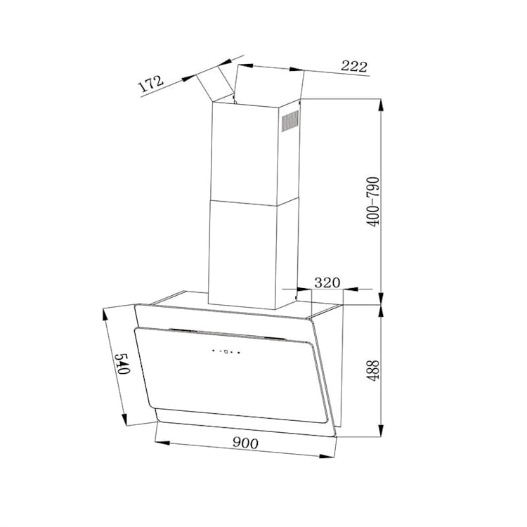 Aurica 90 Hotte aspirante 90cm 600 m³/h LED Touch Glass blanc Blanc | 90 cm | Sans filtre de rechange