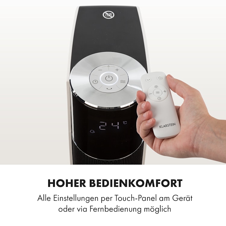 Hightower Heat Deluxe Säulenheizlüfter Ventilator 2200W Thermostat 35°C weiß