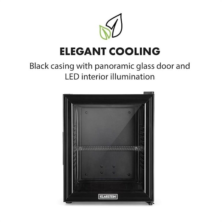 Brooklyn 24L lodówka A LED wkład z plastiku szklane drzwi czarna Czarny | 24 Ltr