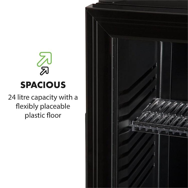 Brooklyn 24L lodówka A LED wkład z plastiku szklane drzwi czarna Czarny | 24 Ltr