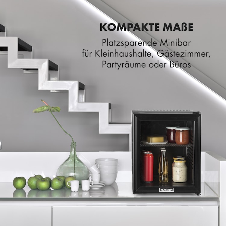 Brooklyn 32 Kühlschrank LED Kunststoff-Einsatz Glastür 30 Ltr | Schwarz