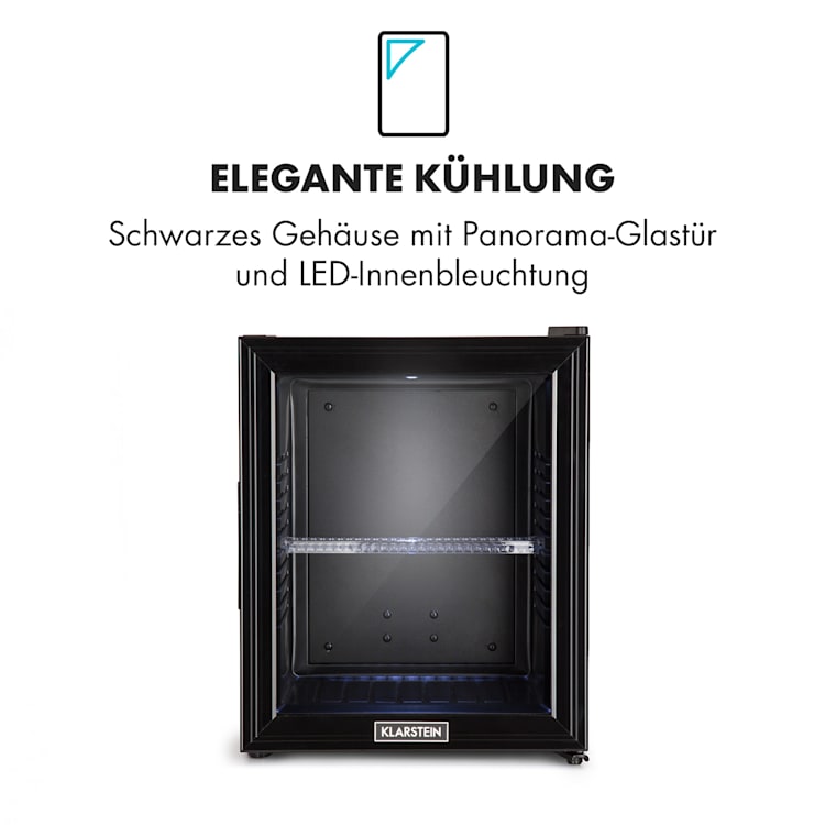 Brooklyn 32 Kühlschrank LED Kunststoff-Einsatz Glastür 30 Ltr | Schwarz