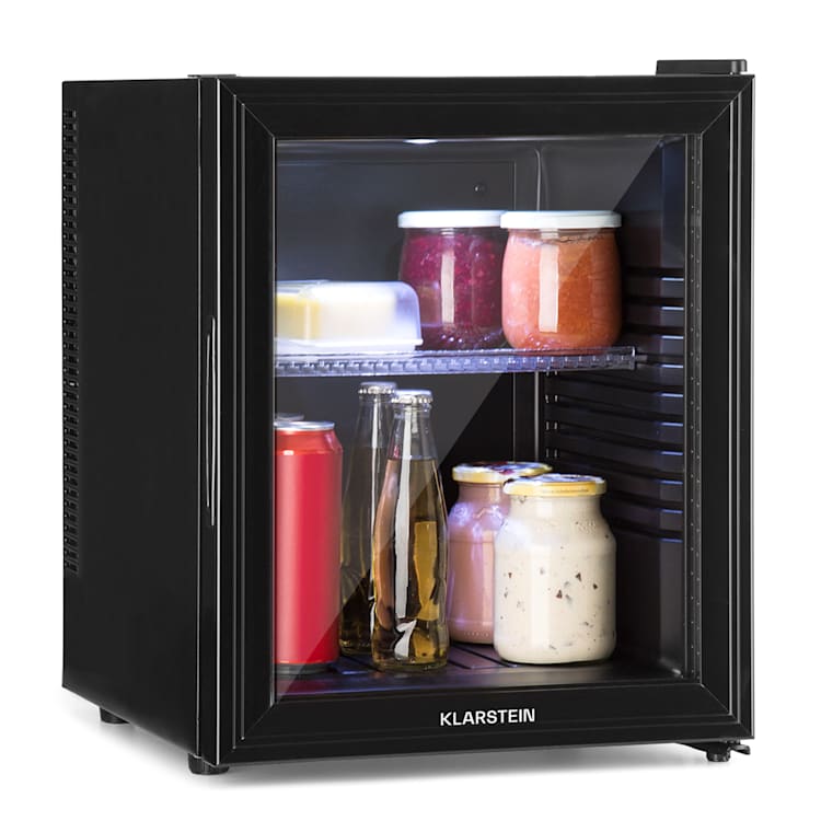 Brooklyn 30L, frigider, F, LED, raft din plastic, ușă din sticlă, negru 30 Ltr | Negru