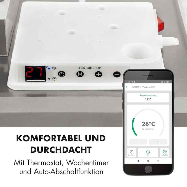 Wonderwall Smart Infrarotheizung 50x90cm App-Steuerung 450W Wochentimer IP24 450 W