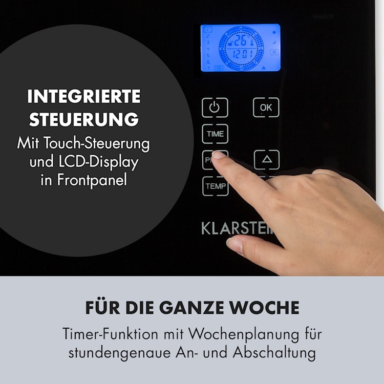 Norderney Konvektions-Heizgerät Thermostat Timer 1000W 20m² schwarz 1000 W | Schwarz