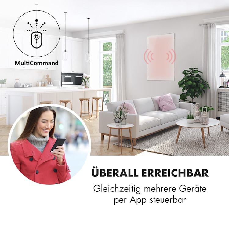 Wonderwall Smart Infrarotheizung 80x120cm App-Steuerung 960W Wochentimer IP24 960 W