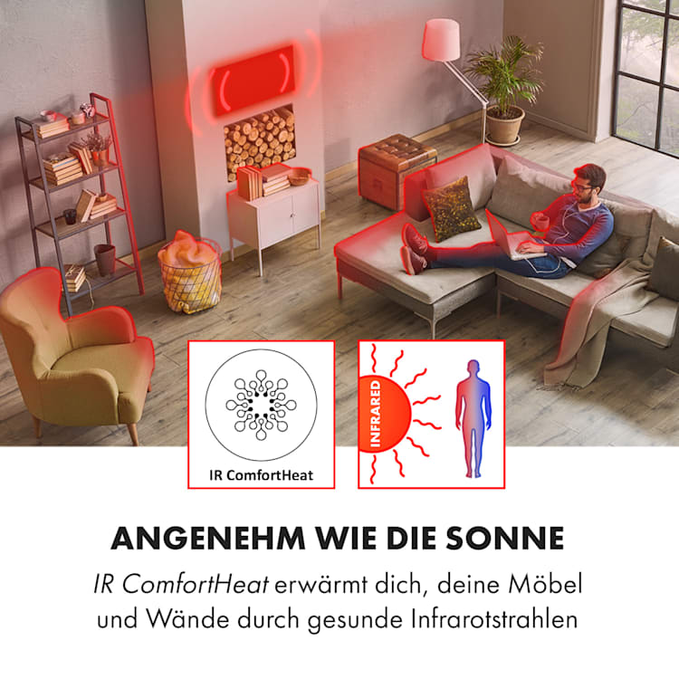Wonderwall Smart Infrarotheizung 80x120cm App-Steuerung 960W Wochentimer IP24 960 W