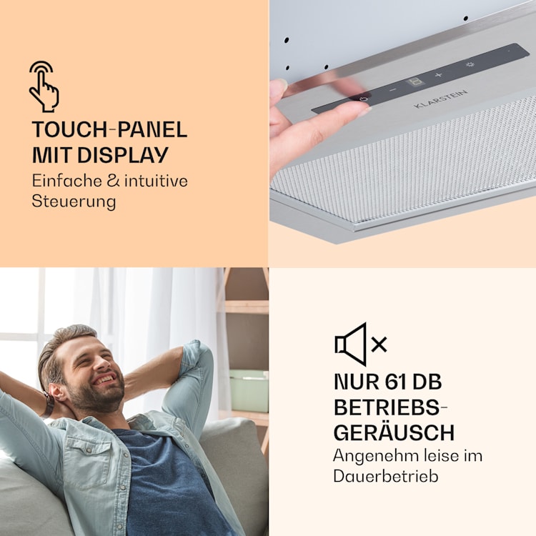 Paolo Dunstabzugshaube Einbau 52 cm EEK: A 593 m³/h LED Touch 52 cm | Silber