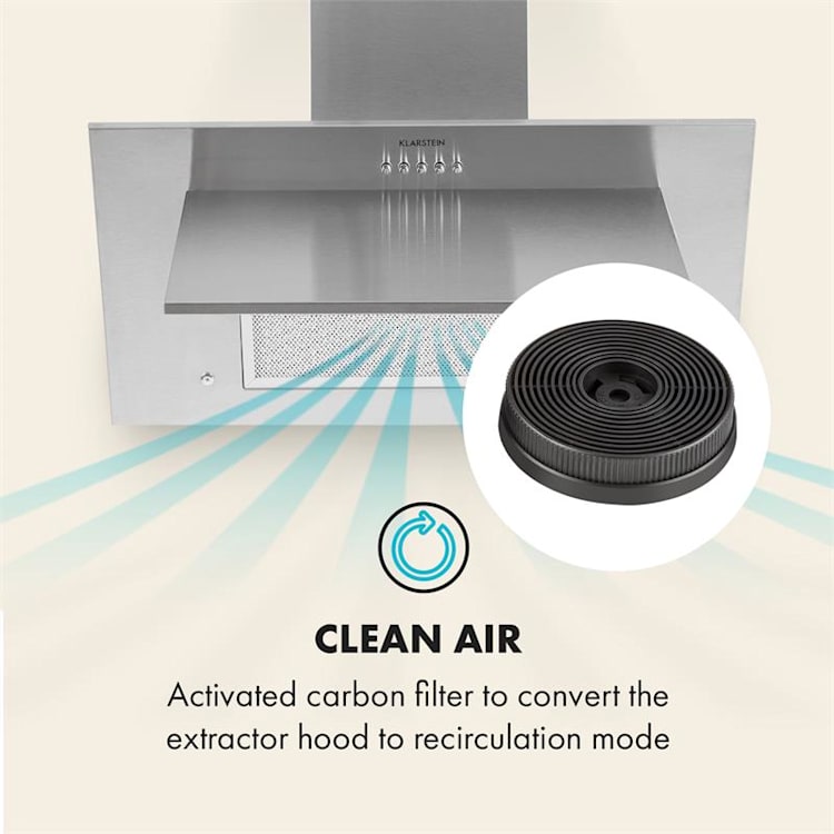 Activated Carbon Filters for Cooker Extractor Hoods 2 Filters Recirculation Mode Ø17.5 cm