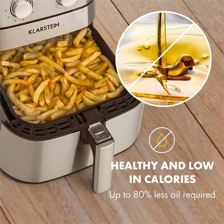 AeroVital Heißluftfritteuse 1700W 5,4 Liter Timer Edelstahl silber