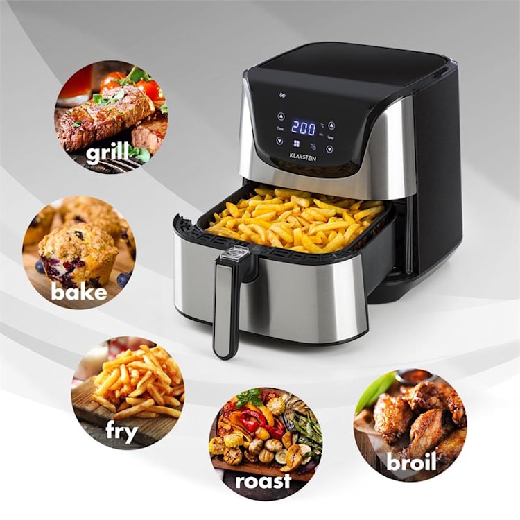 Aero Vital Deluxe Hot Air Fryer 1700W 5.4 Litre Stainless Steel Silver