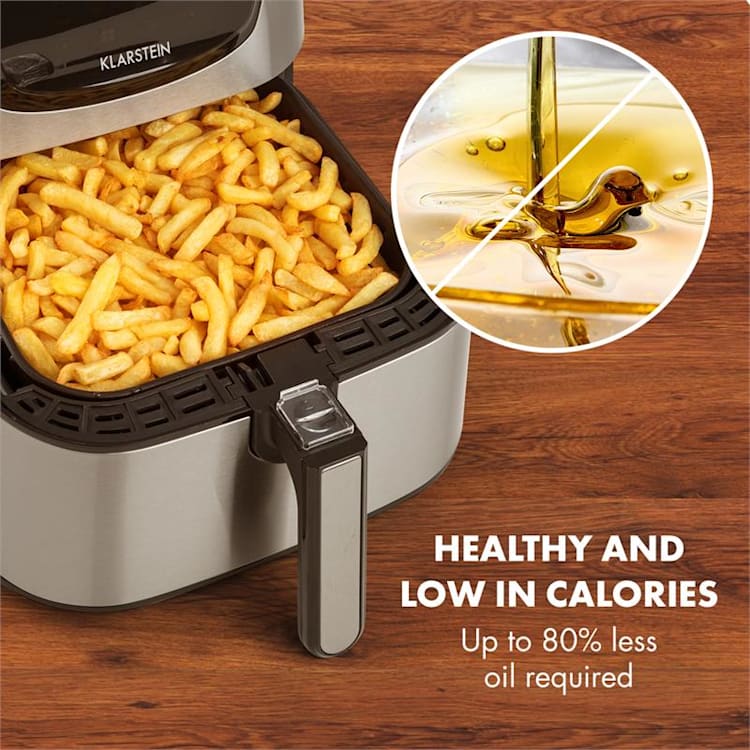Aero Vital Deluxe Hot Air Fryer 1700W 5.4 Litre Stainless Steel Silver