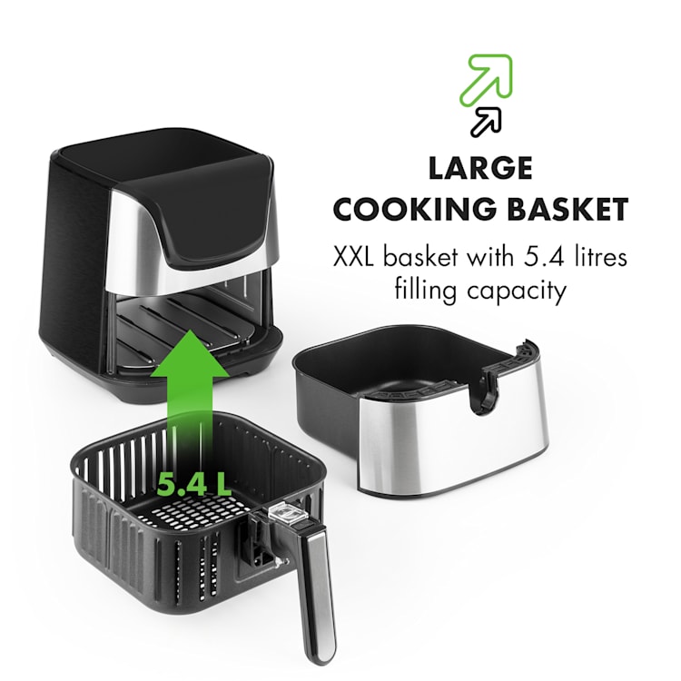 AeroVital Deluxe Hot Air Fryer 1700 W 5.4 litre stainless steel Silver
