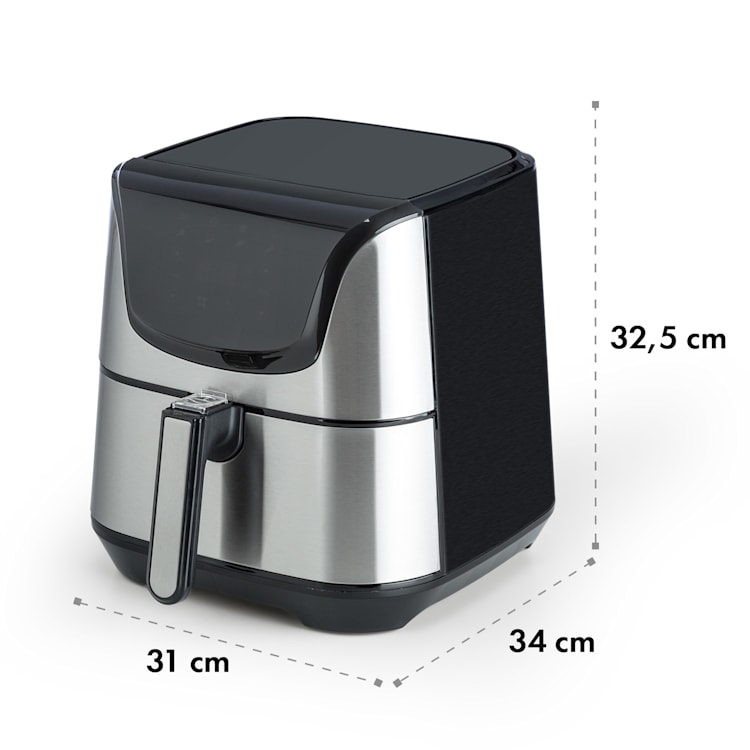 AeroVital Deluxe Heißluftfritteuse 1700W 5,4 Liter Edelstahl Silber