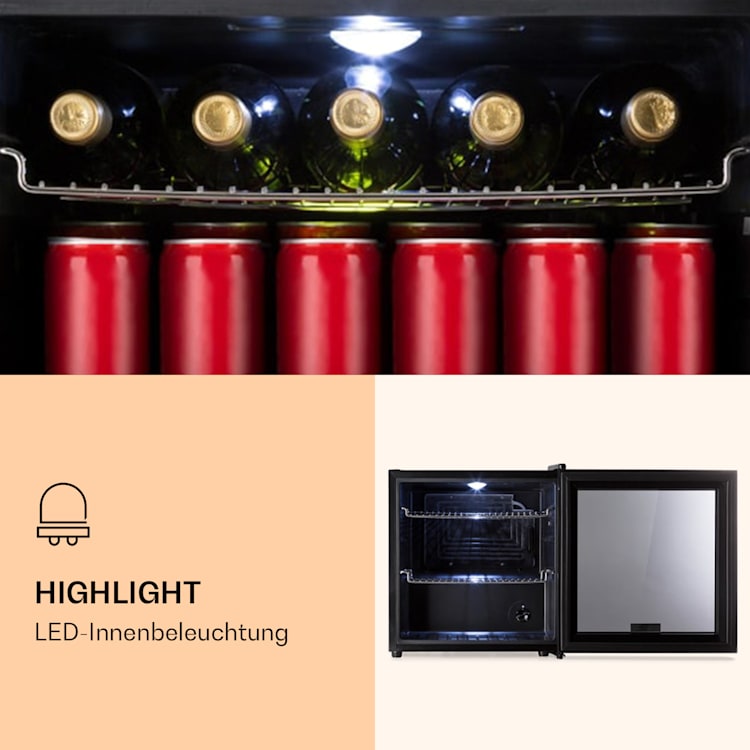 Beersafe L Onyx Kühlschrank 47 Liter 2 Böden Panoramaglastür 47 Ltr | Onyx