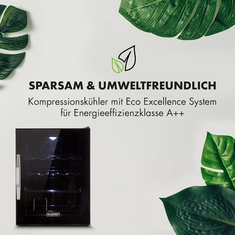 Beersafe XL Onyx Kühlschrank 60 Liter 4 Böden Panoramaglastür 60 Ltr
