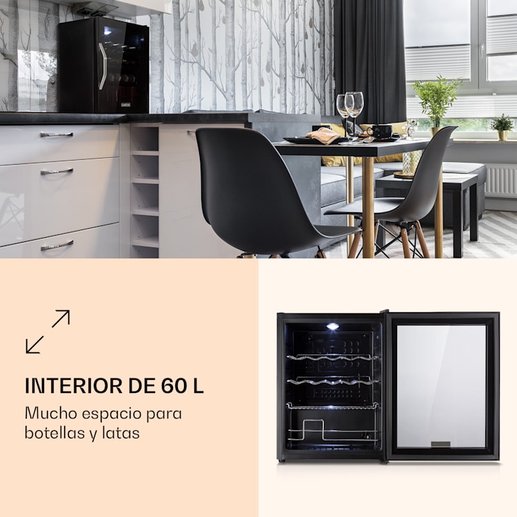 Nevera Beersafe XL Onyx, 60 litros, 4 estantes, puerta de cristal panorámica 60 L | Onyx