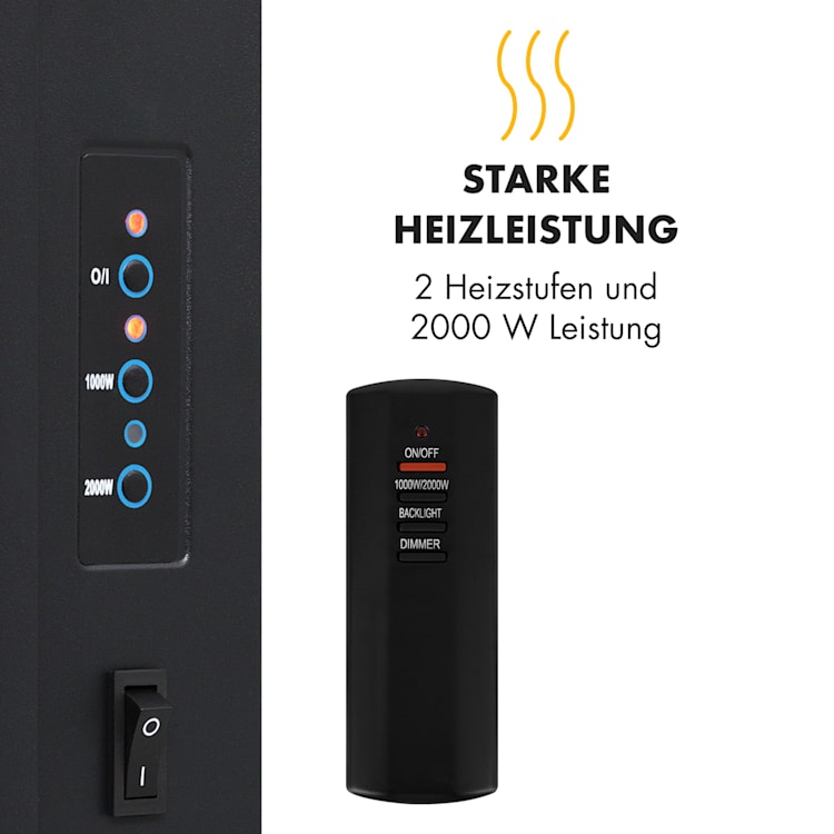 Lausanne Vertical Elektrischer Kamin 1000 oder 2000W Feuerillusion Weiß