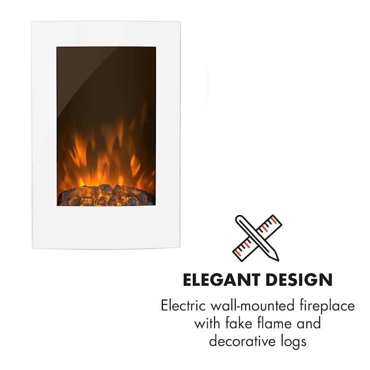 Lausanne electric fireplace 1000 or 2000 watts 7 different background colours made of glass White