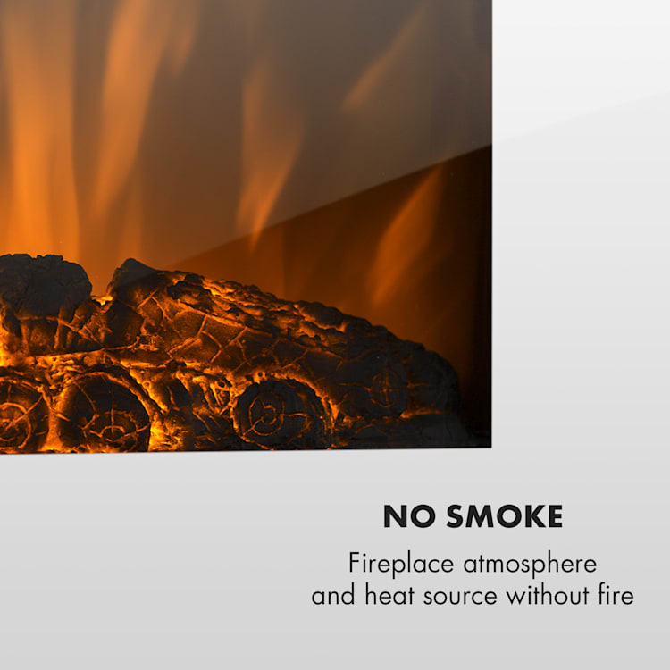Lausanne electric fireplace 1000 or 2000 watts 7 different background colours made of glass White