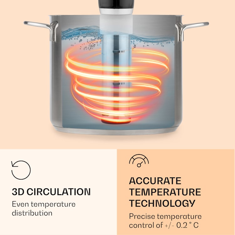 Quickstick Flex, Sous-Vide kuhalo, 1300 W, 3D cirkulacija, IPX7, timer, 0 - 95 °C, crna boja Crna