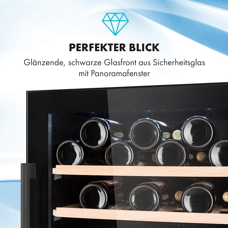 Barossa 40 Duo Weinkühlschrank 2 Zonen 41 Flaschen Glastür Touch LED 135 Ltr