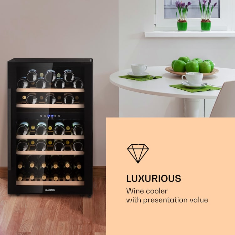 Barossa 40 Duo Wine Fridge 2 Zones 41 Bottles Glass Door Touch LED 135 Ltr