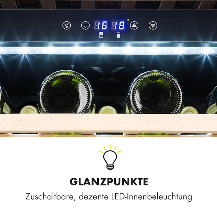 Barossa 40 Duo Weinkühlschrank 2 Zonen 41 Flaschen Glastür Touch LED 135 Ltr