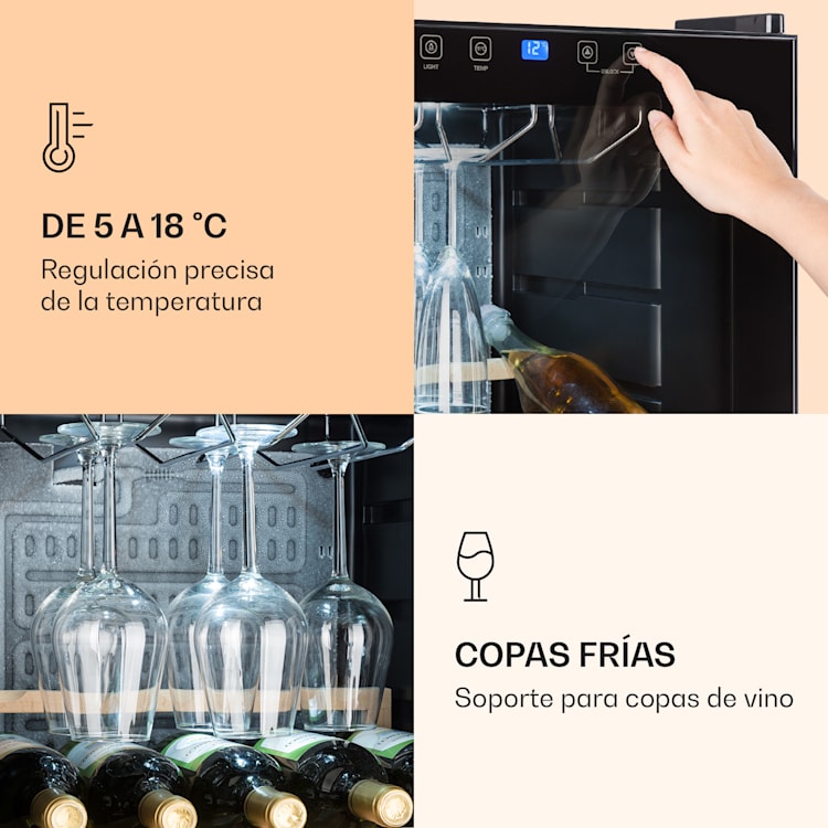 Barossa 54 Uno Vinoteca 155 L 54 botellas Puerta de cristal Led Táctil 148 L