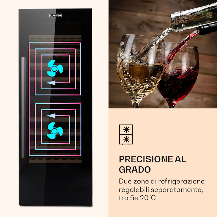 Barossa 77 Duo Cantinetta Vino 2 Zone 191 L 77 Fl. Touch LED Nero
