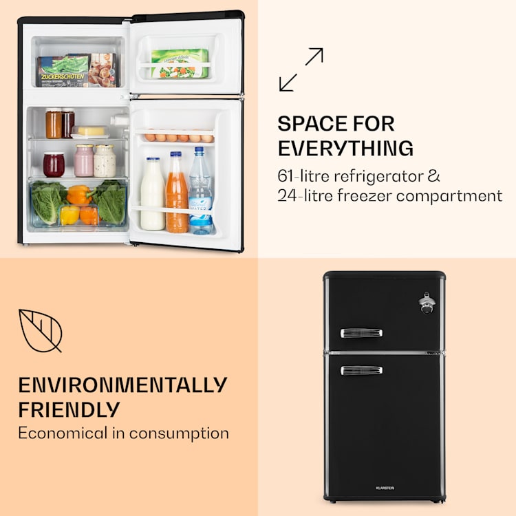 Irene Fridge & Freezer Combination 85 Litres Retro Design Black