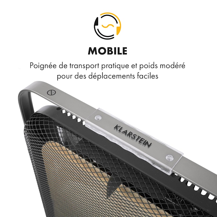 HeatPal Marble Blackline infrarood verwarming 1300W marmer aluminium Zwart